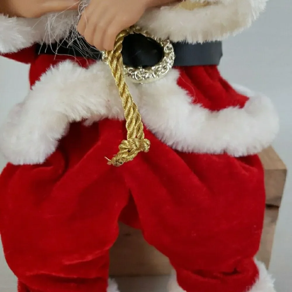 Fiber Optic Santa Claus Shelf Mantle Sitter Red Suit St Nick Battery Operated